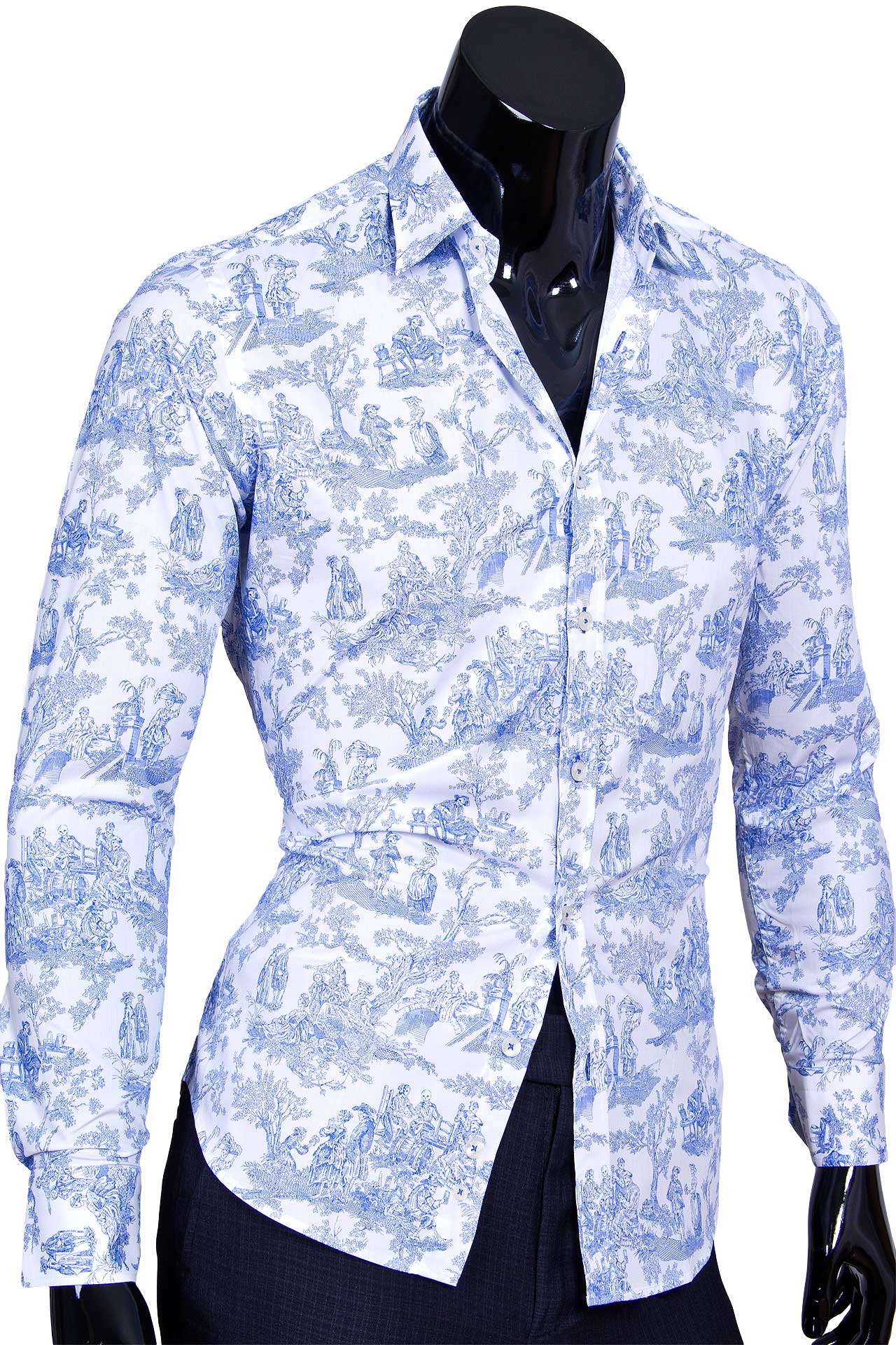 Мужская рубашка Marcel Massimo приталенная цвет белый с рисунком купить в Москве недорого