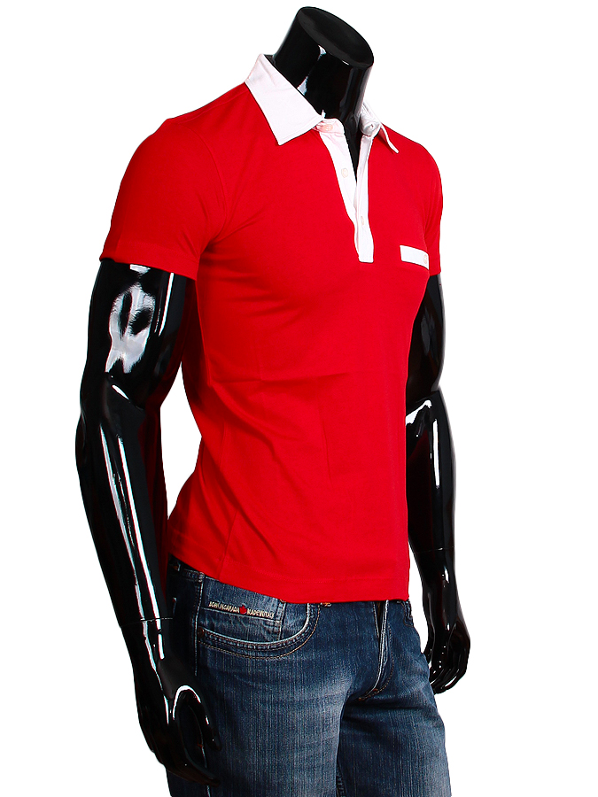 Рубашка поло Goki приталенная цвет красный однотонный купить в Москве недорого