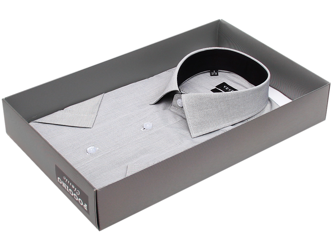 Мужская рубашка Venturo приталенная цвет серый в клетку купить в Москве недорого