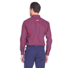 Темно синяя приталенная рубашка в красную полоску Louis Fabel 2518-78