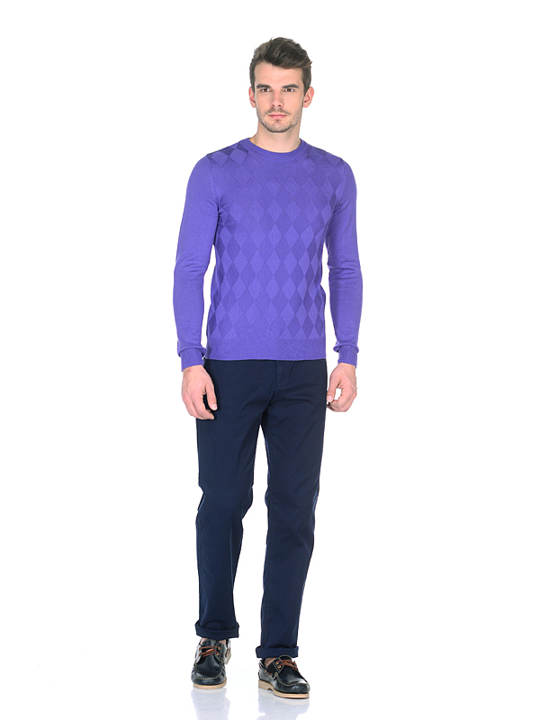 Джемпер Signore приталенный цвет фиолетовый аргайл купить в Москве недорого