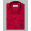 Рубиново-красная приталенная рубашка с длинными рукавами-3