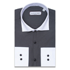 Черная комбинированная рубашка в полоску с длинными рукавами-3