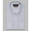 Светло-серая приталенная рубашка в полоску с длинными рукавами-4