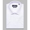 Светло-cиреневая приталенная рубашка меланж с коротким рукавом-4