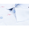 Голубая приталенная рубашка в фламинго и пальмах с длинными рукавами-2