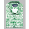 Зеленая приталенная рубашка в клетку с коротким рукавом-4