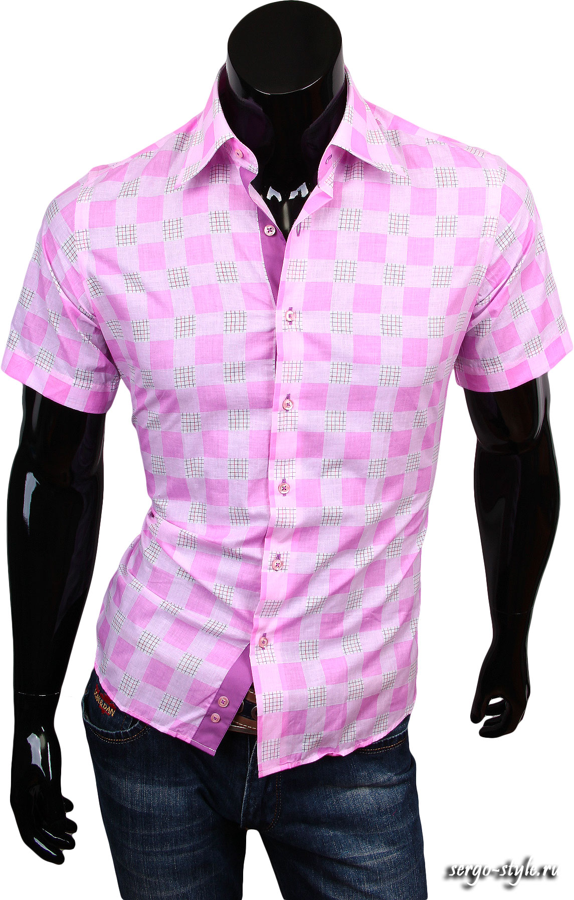 Приталенные мужские рубашки с коротким рукавом LOUIS FABEL Артикул 4270-10