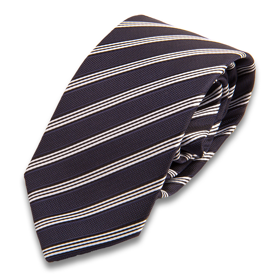 Черный мужской галстук в белую полоску