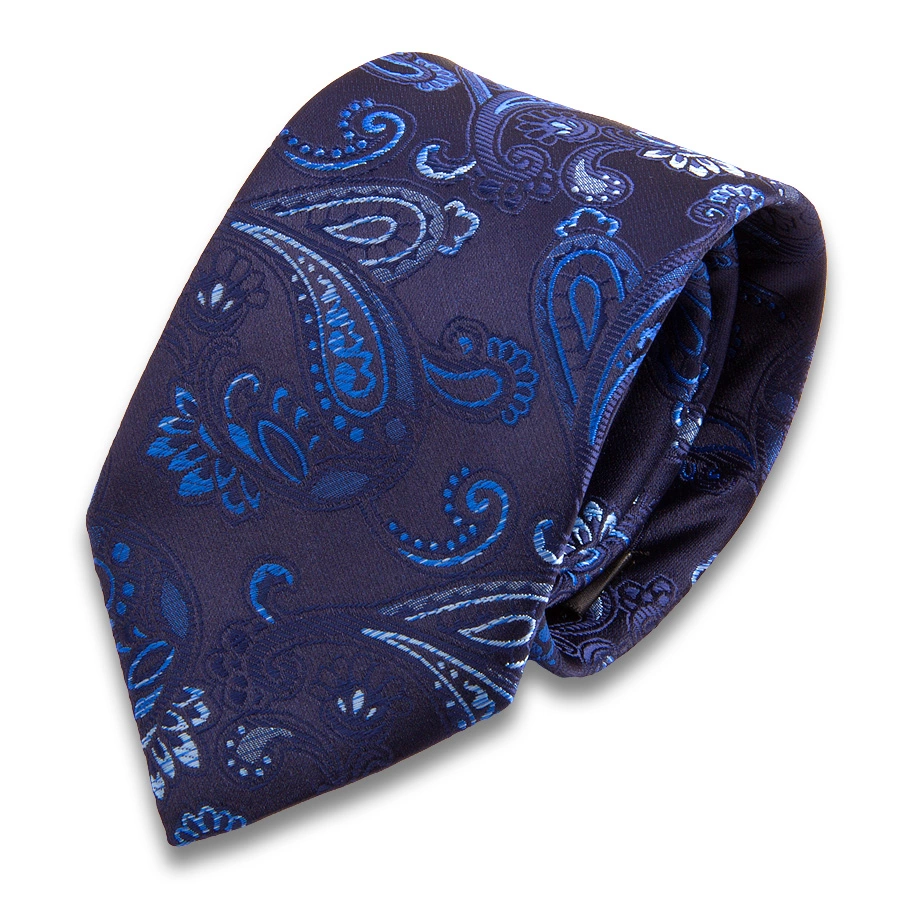Синий мужской галстук в восточных огурцах