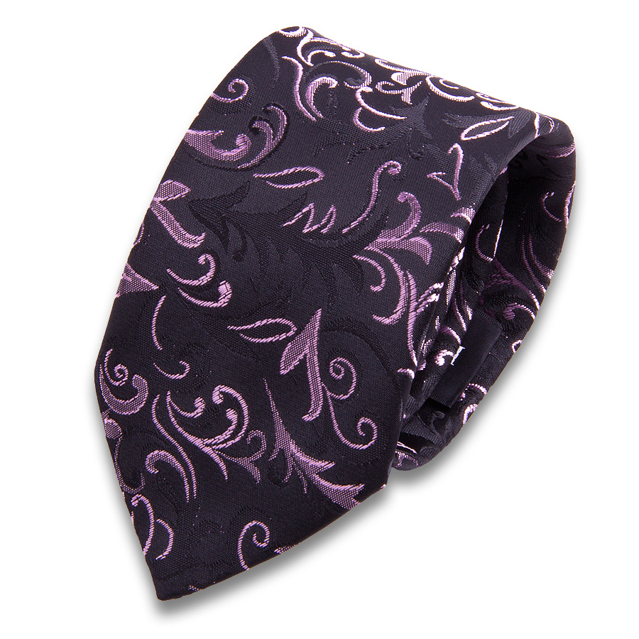Стильный черный мужской галстук в цветах
