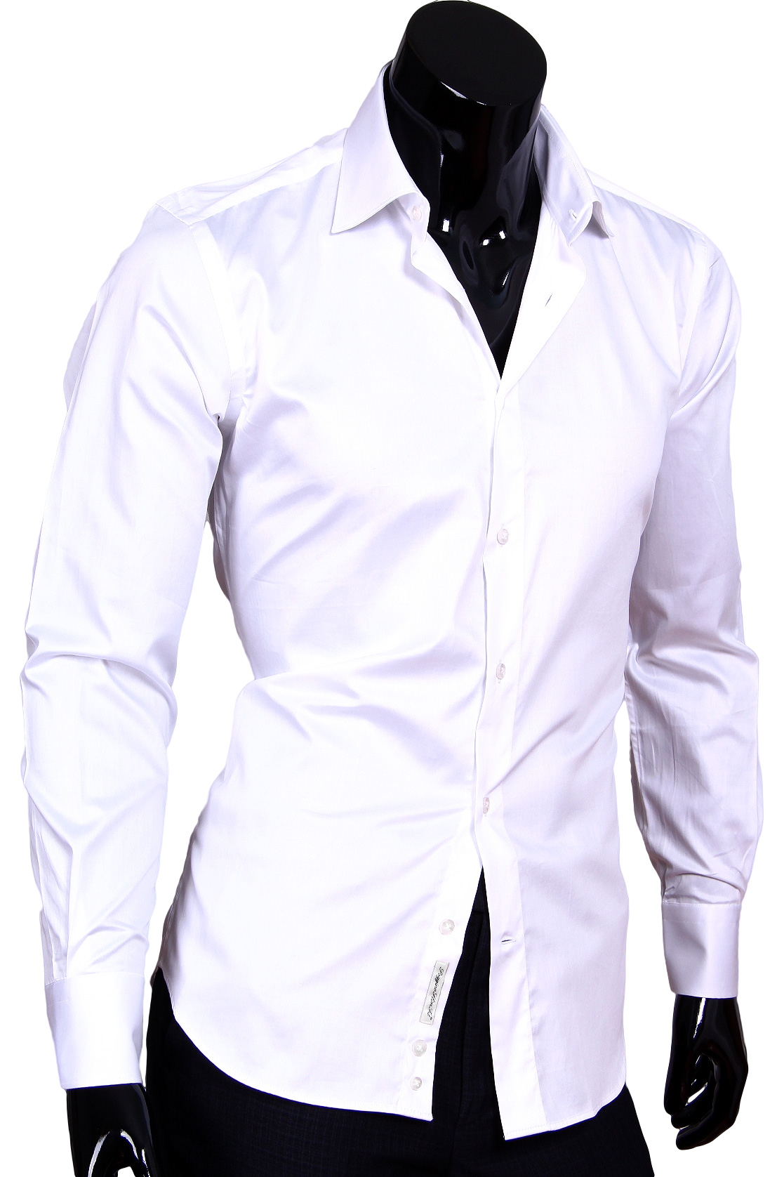 Рубашка супер приталенная белого цвета с длинным рукавом