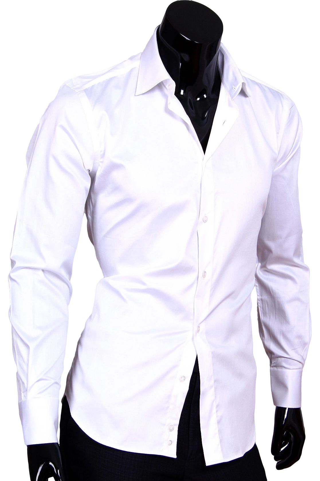 Белая мужская рубашка с длинным рукавом