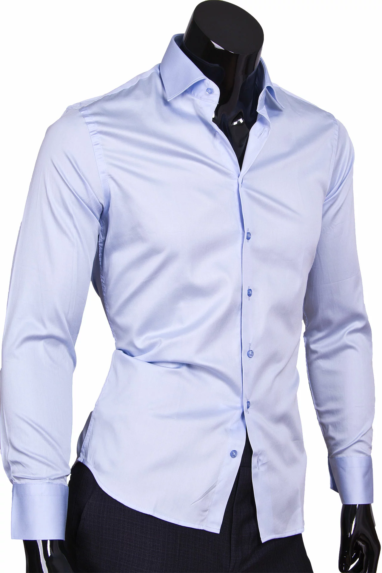 Голубая мужская рубашка с длинным рукавом