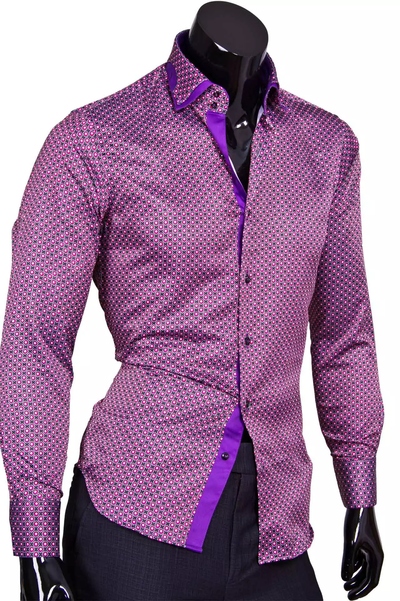 Разноцветная мужская рубашка с двойным комбинированным воротником