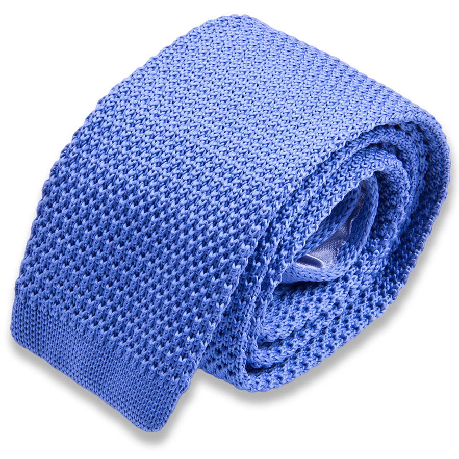 Голубой вязаный мужской галстук