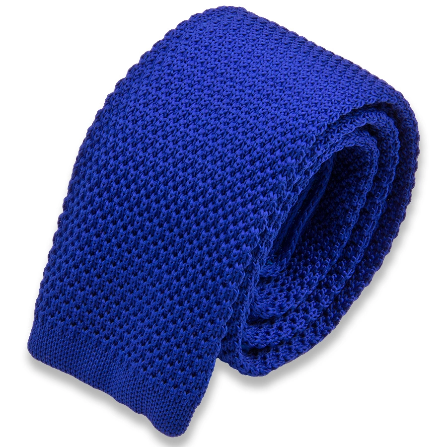 Синий вязаный мужской галстук