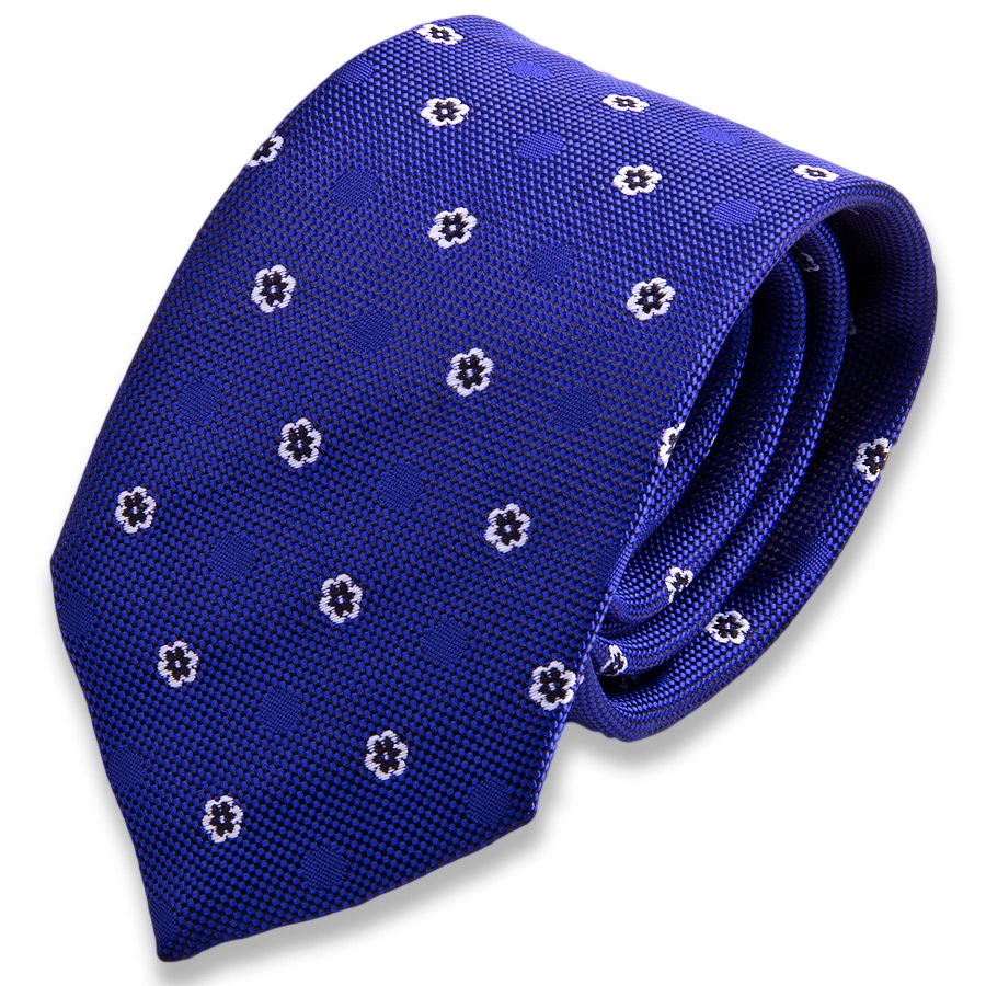 Синий мужской галстук в цветочках