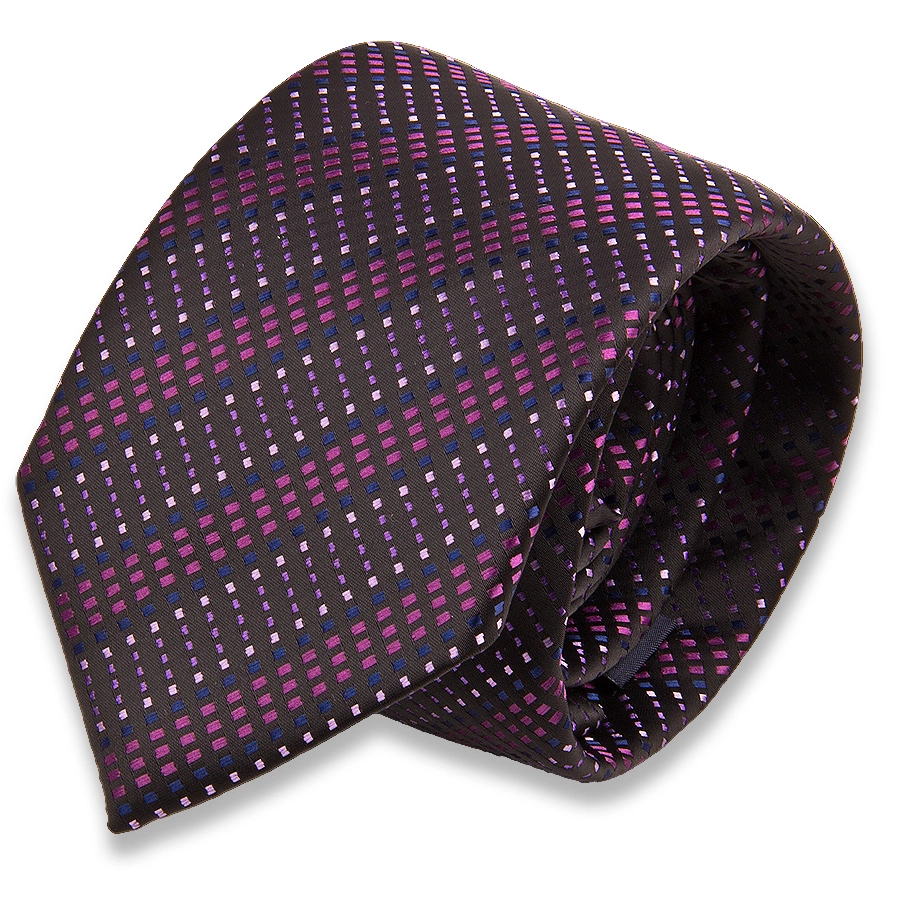 Черный мужской галстук в сиреневую полоску