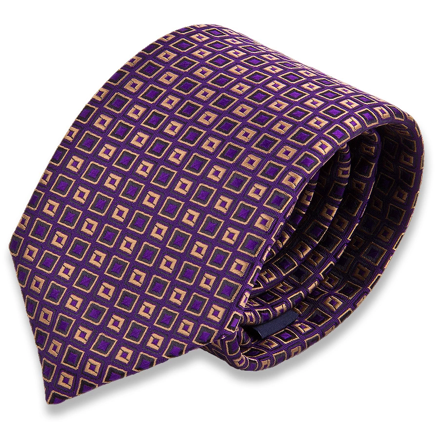Фиолетовый мужской галстук в ромбах