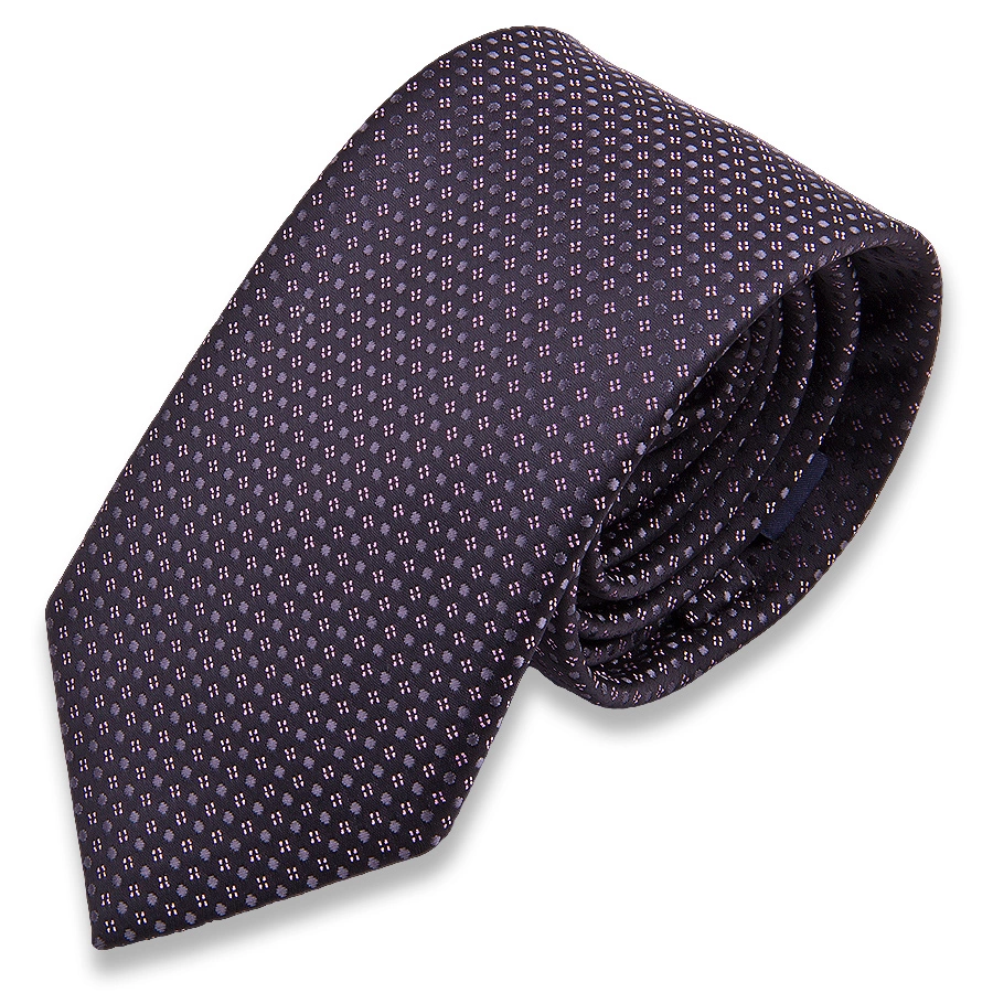 Черный мужской галстук в серый горошек