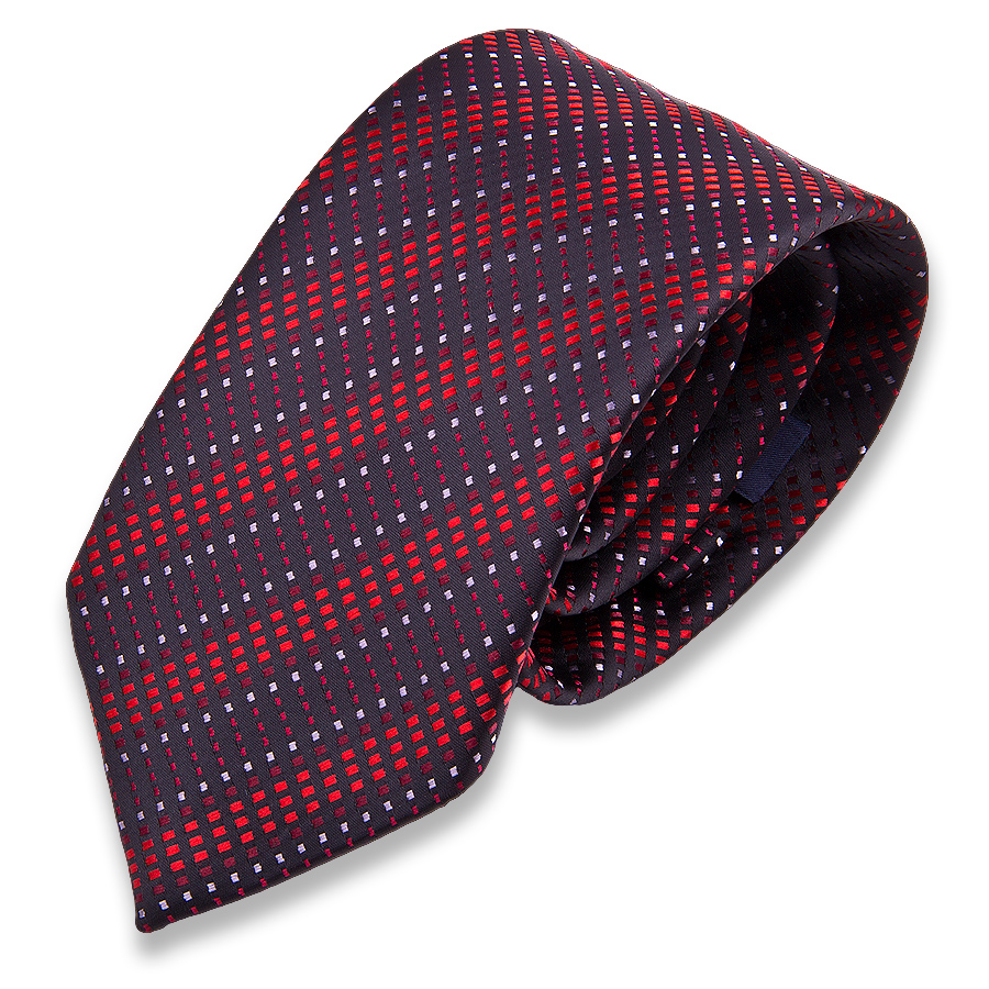 Черный мужской галстук в красную полоску