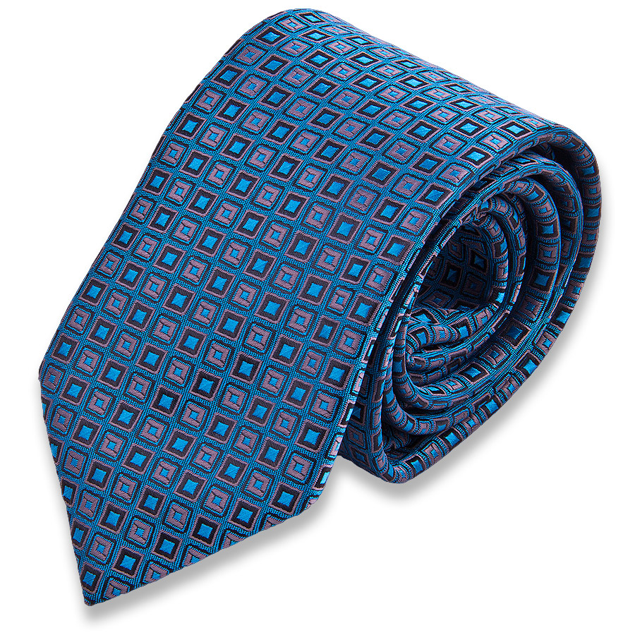 Бирюзовый мужской галстук в ромбах