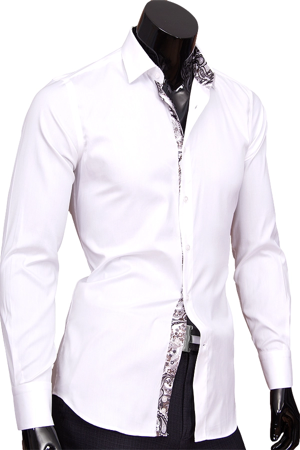 Белая приталенная мужская рубашка