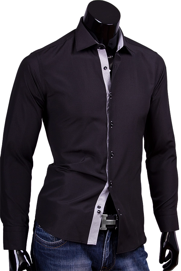 Приталенная мужская сорочка черного цвета фото