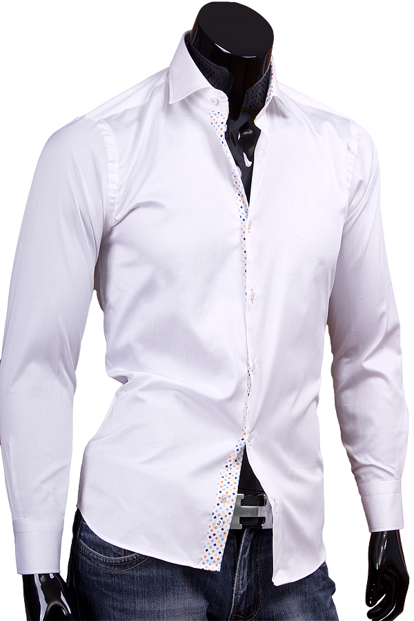 Белая мужская рубашка slim fit фото