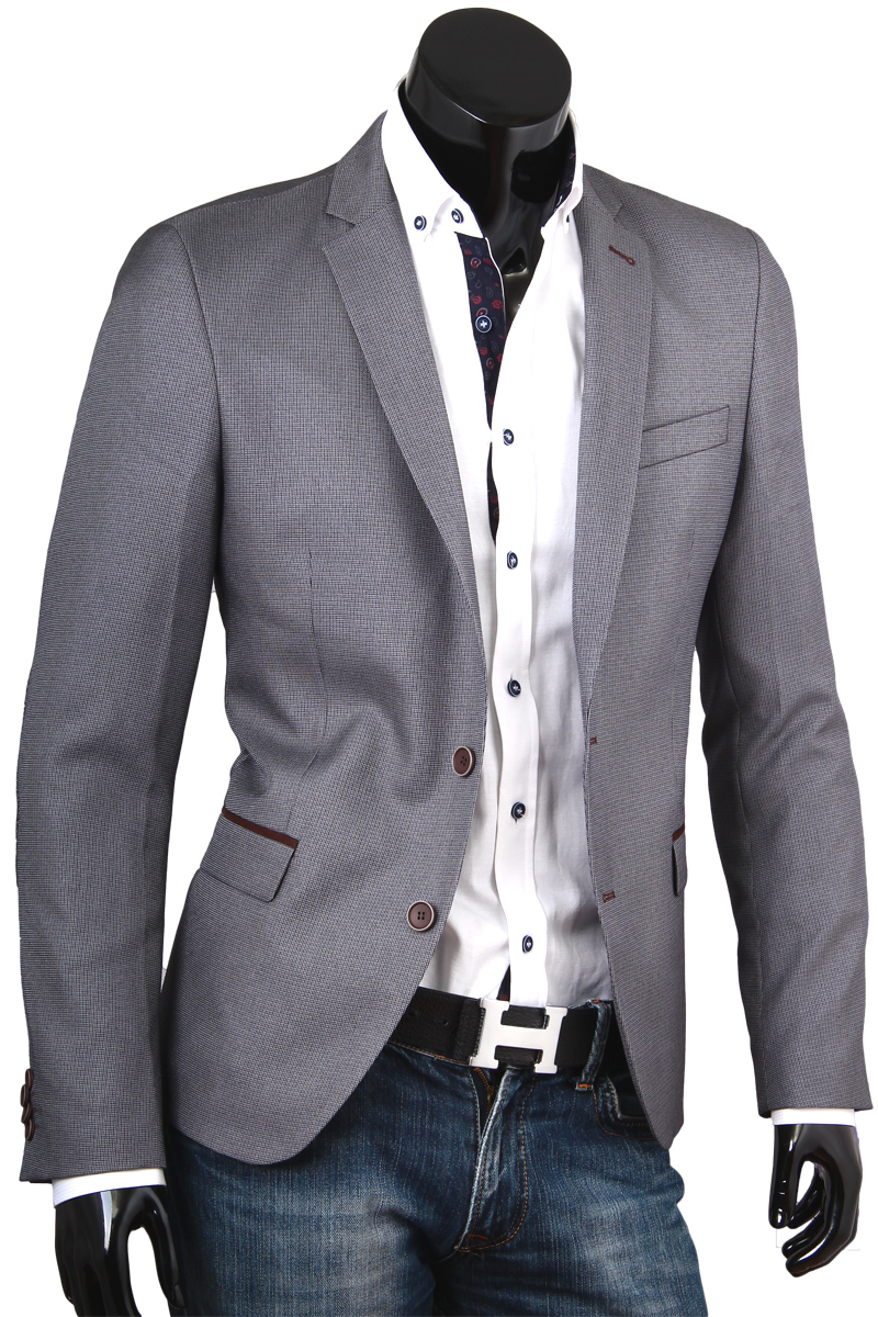 Пиджак ABSOLUTEX приталенный цвет серый однотонный купить в Москве недорого