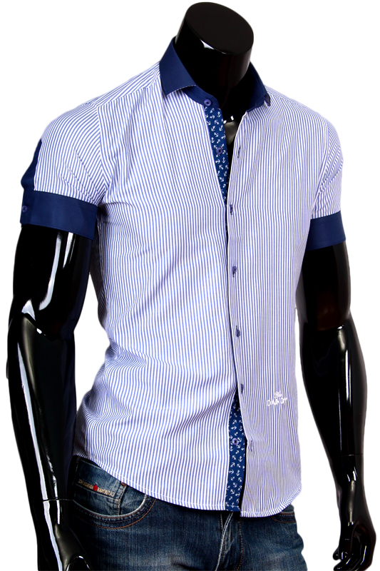 Комбинированная мужская рубашка с коротким рукавом фото