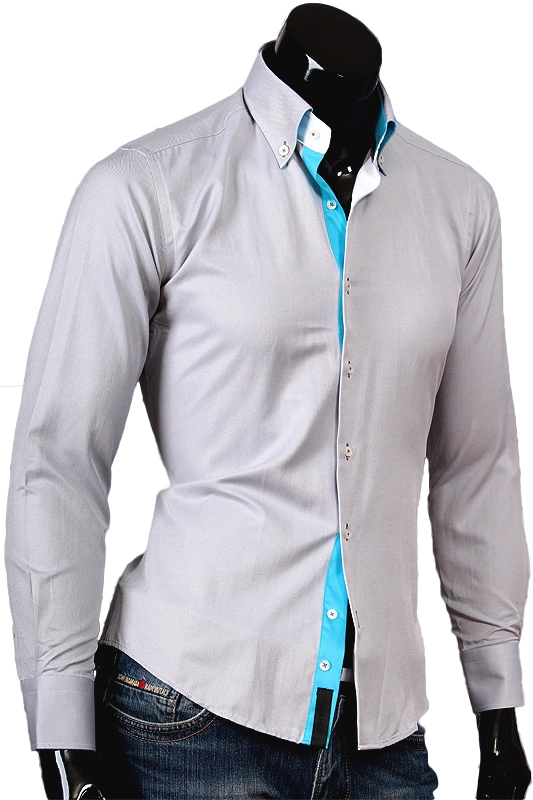 Рубашка Alex Dandy приталенная цвет серый однотонный купить в Москве недорого
