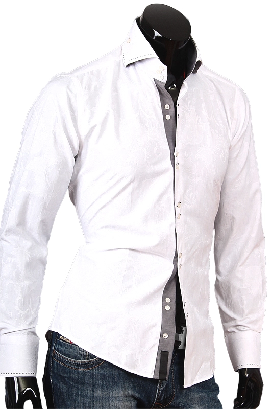 Рубашка Alex Dandy приталенная цвет белый в восточных огурцах купить в Москве недорого