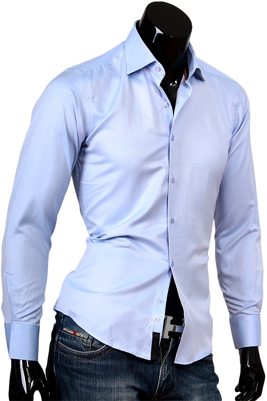 Рубашка Alex Dandy приталенная цвет голубой однотонный купить в Москве недорого