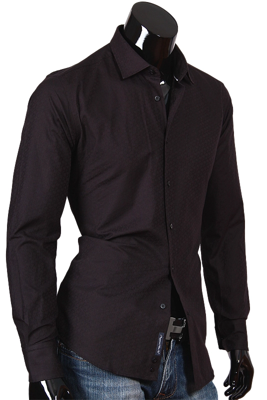 Черная мужская рубашка из текстурной ткани