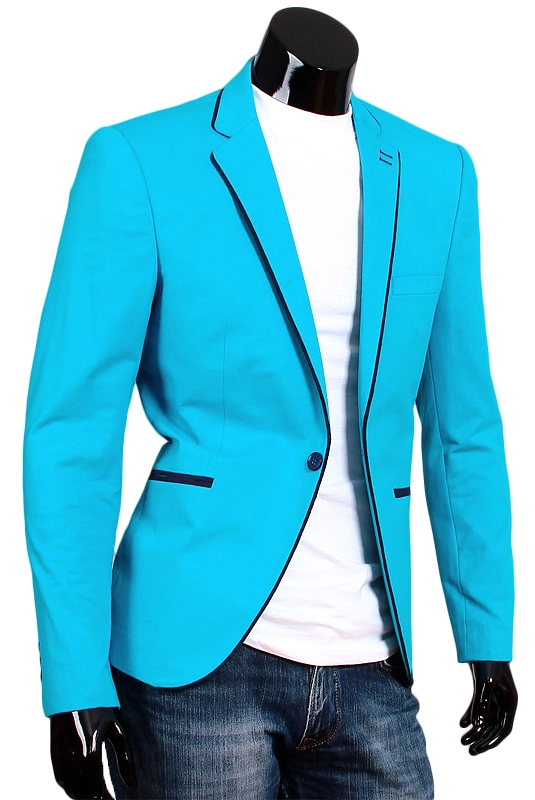 Приталенный мужской пиджак цвета морской волны