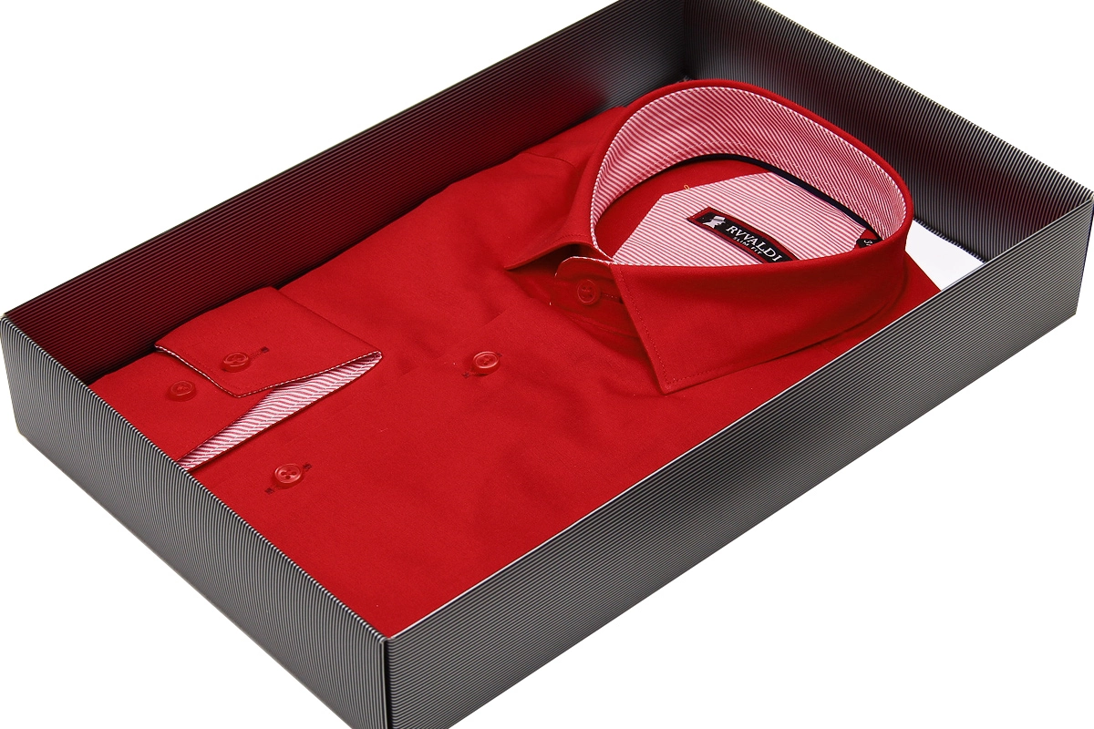 Красная приталенная мужская сорочка Rvvaldi