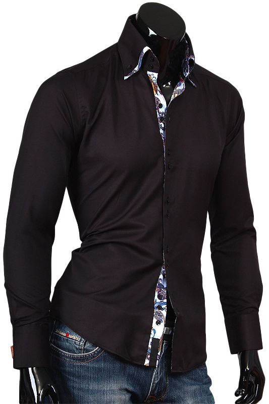 Рубашка Alex Dandy приталенная цвет черный однотонный купить в Москве недорого