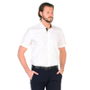 Однотонная приталенная мужская рубашка цвета айвори с коротким рукавом