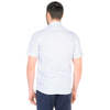 Летняя приталенная мужская рубашка бирюзового тона с якорями