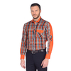 Комбинированная приталенная мужская рубашка Louis Fabel 4521-40 оранжевого цвета