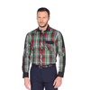Комбинированная приталенная мужская рубашка Louis Fabel 4521-20 зеленого цвета