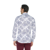 Белая приталенная мужская рубашка Louis Fabel 1970-01 в синих цветах