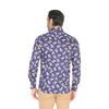 Темно-синяя приталенная мужская рубашка Louis Fabel 8445-20 в восточных огурцах