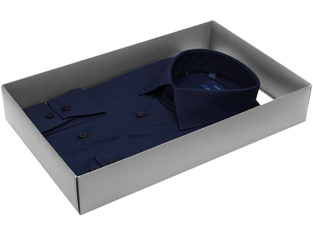 Темно-синяя приталенная мужская рубашка Venturo 4001-22