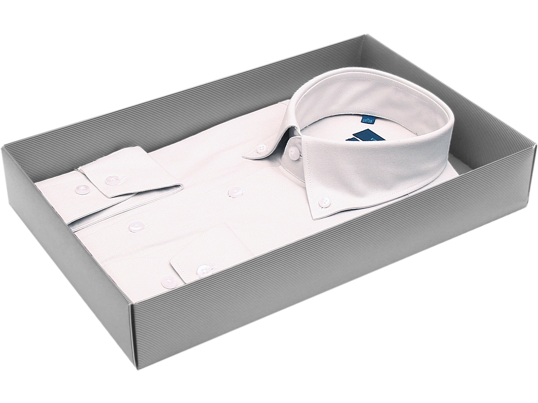 Мужская рубашка Venturo приталенная цвет серый однотонный купить в Москве недорого