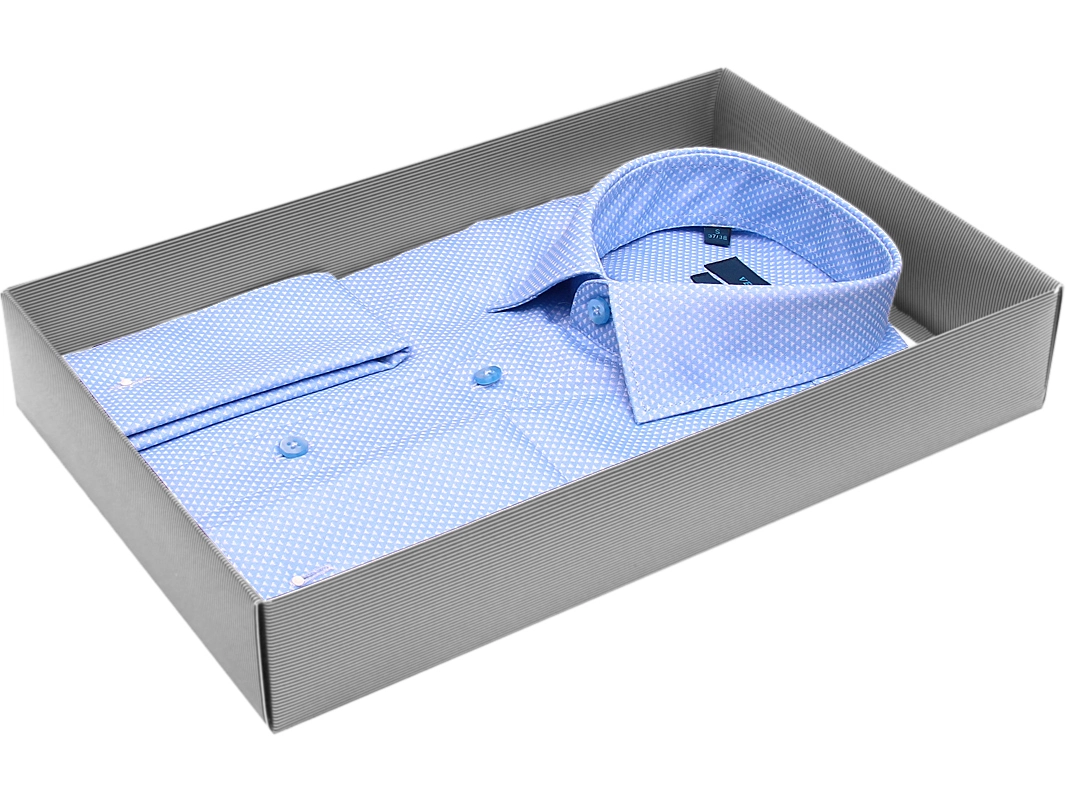 Мужская рубашка Venturo приталенная цвет голубой в геометрических фигурах купить в Москве недорого