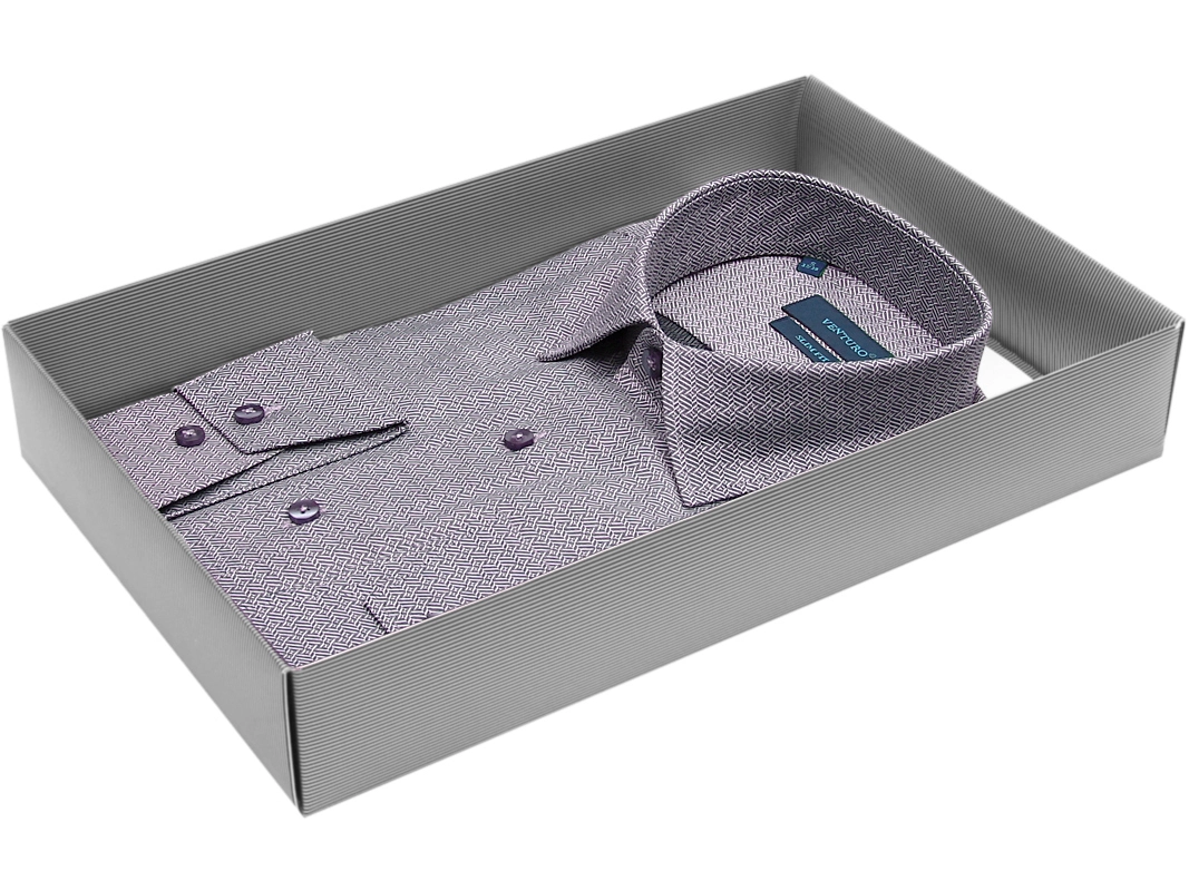 Мужская рубашка Venturo приталенная цвет серый в геометрических фигурах купить в Москве недорого