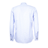 Голубая приталенная рубашка в горошек с длинными рукавами-2